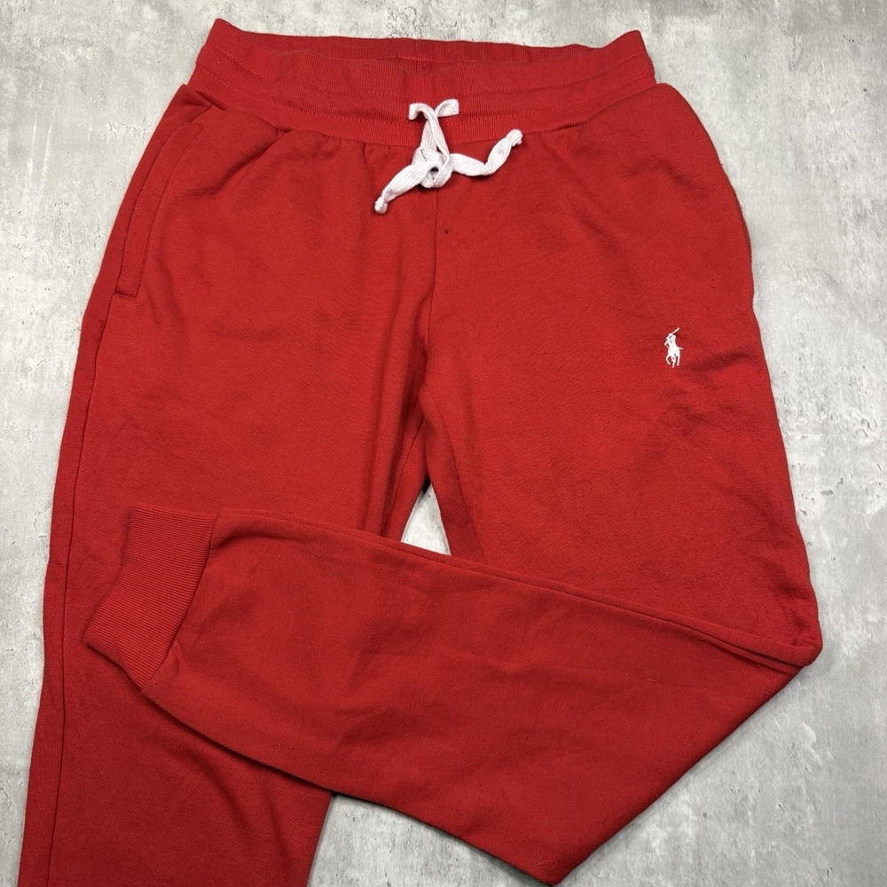 Polo Ralph Lauren Men's M Red Jogger Sweatpants Pony Logo Drawstring Fleece
